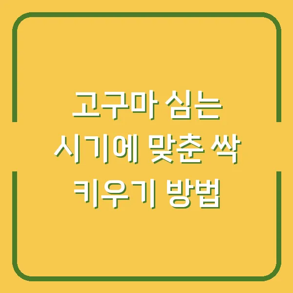 고구마 심는 시기에 맞춘 싹 키우기 방법