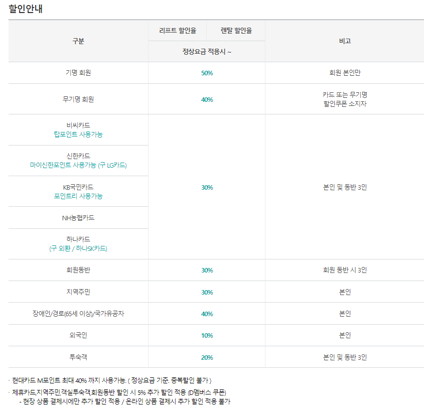 비발디파크 홈페이지 할인안내