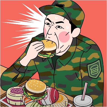 햄버거-먹는-군인