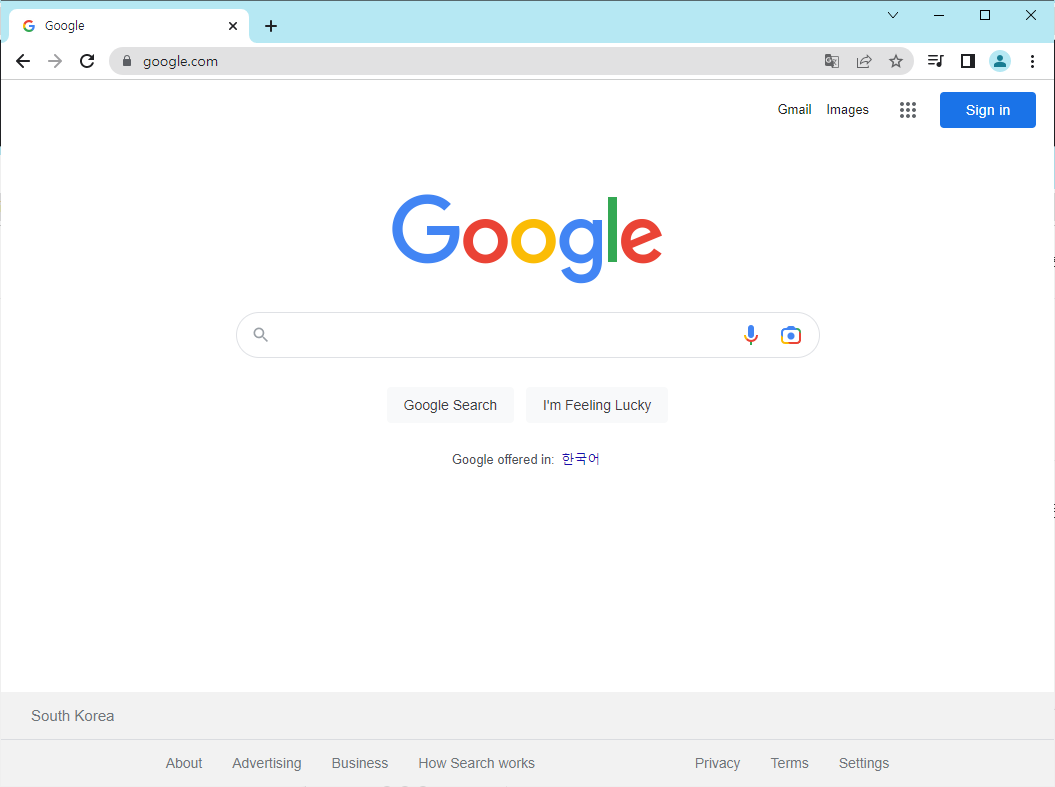 google.com 에 접속한 화면