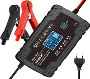 우스틴스 폭스수르 12V 24V 자동식별 자동차 배터리 충전기 배터리복원기 펄스 수리 충전기&#44; 블랙&#44; 1개