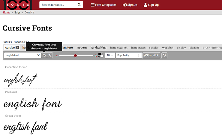 1001fonts-사이트-cursive-fonts-페이지