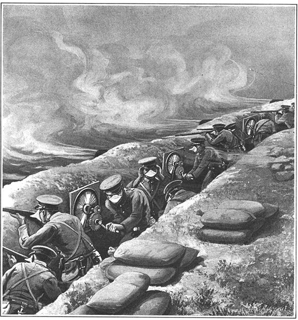 제1차 세계대전 루스 전투 독가스를 살포하는 영국원정군