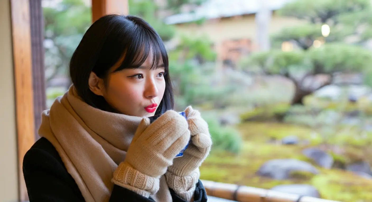 겨울 여행을 하는 여성