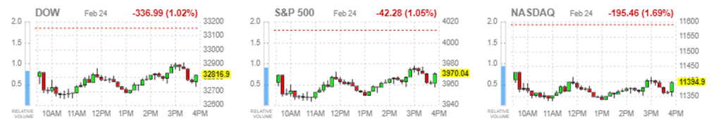 2월 24일 뉴욕증권거래소의 3대주식