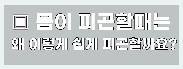  ▣ 몸이 피곤할때는 왜 이렇게 쉽게 피곤할까요?