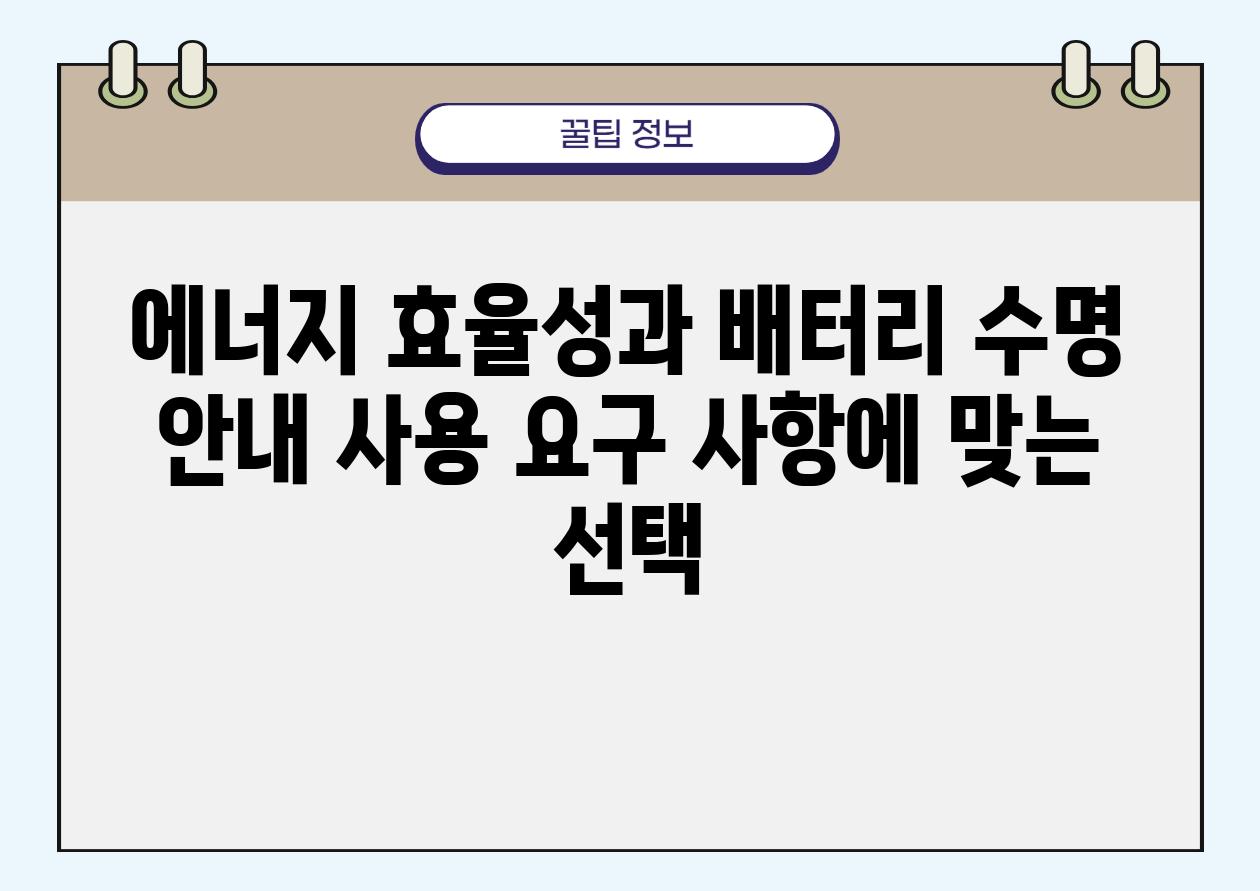 에너지 효율성과 배터리 수명 공지 사용 요구 사항에 맞는 선택