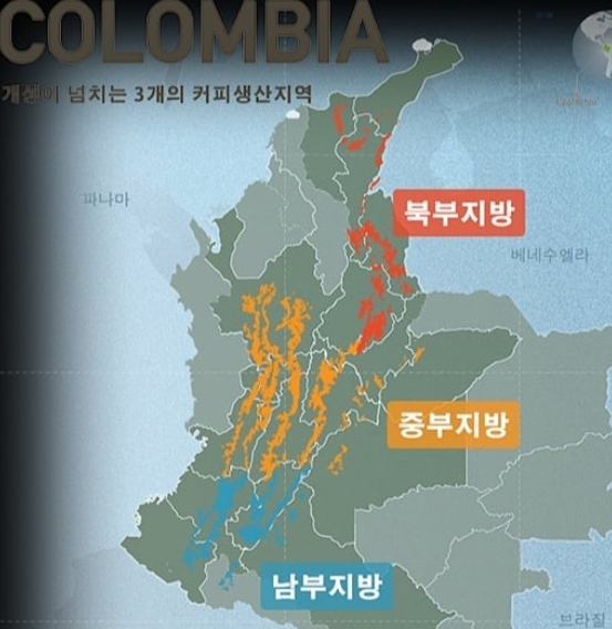 콜롬비아 전체가 커피밸트 지역이다