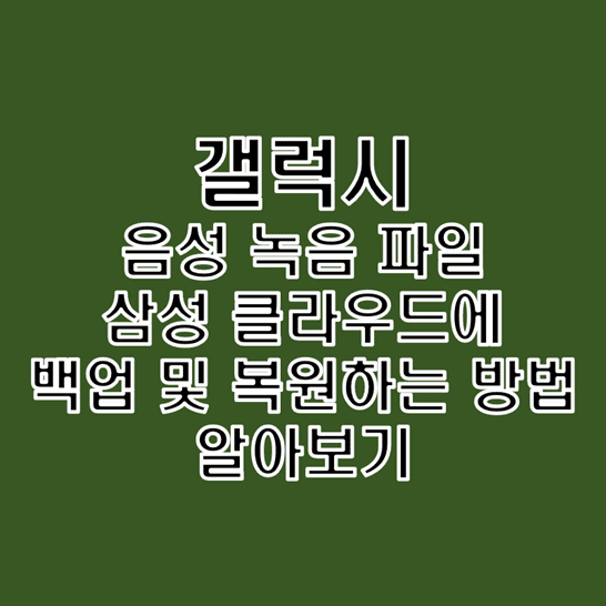  갤럭시 음성 녹음 파일 삼성 클라우드에서의 백업 및 복원 방법
