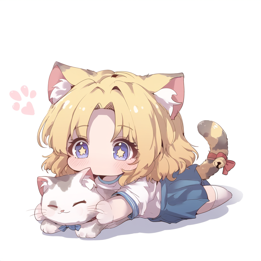 SD character and cat