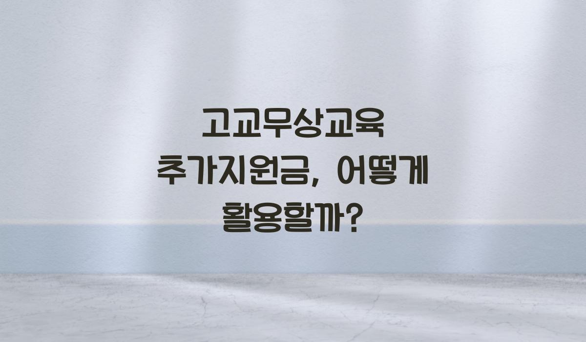 고교무상교육 추가지원금