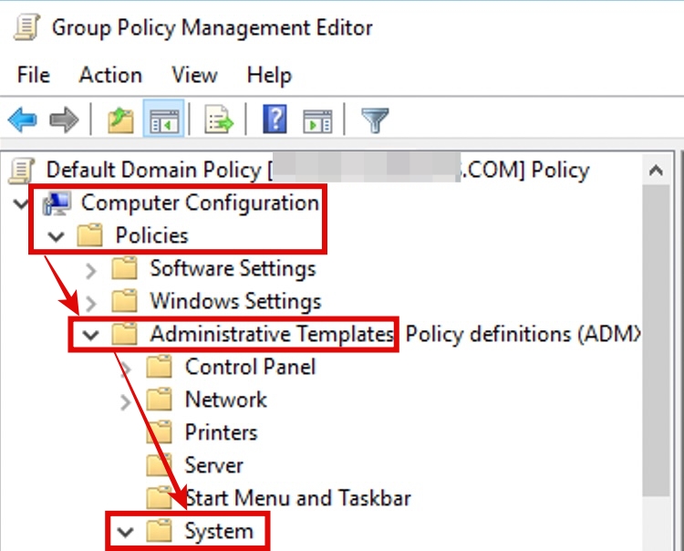 Computer Configuration &gt; Policies &gt; Administrative Templates &gt; System으로 진입