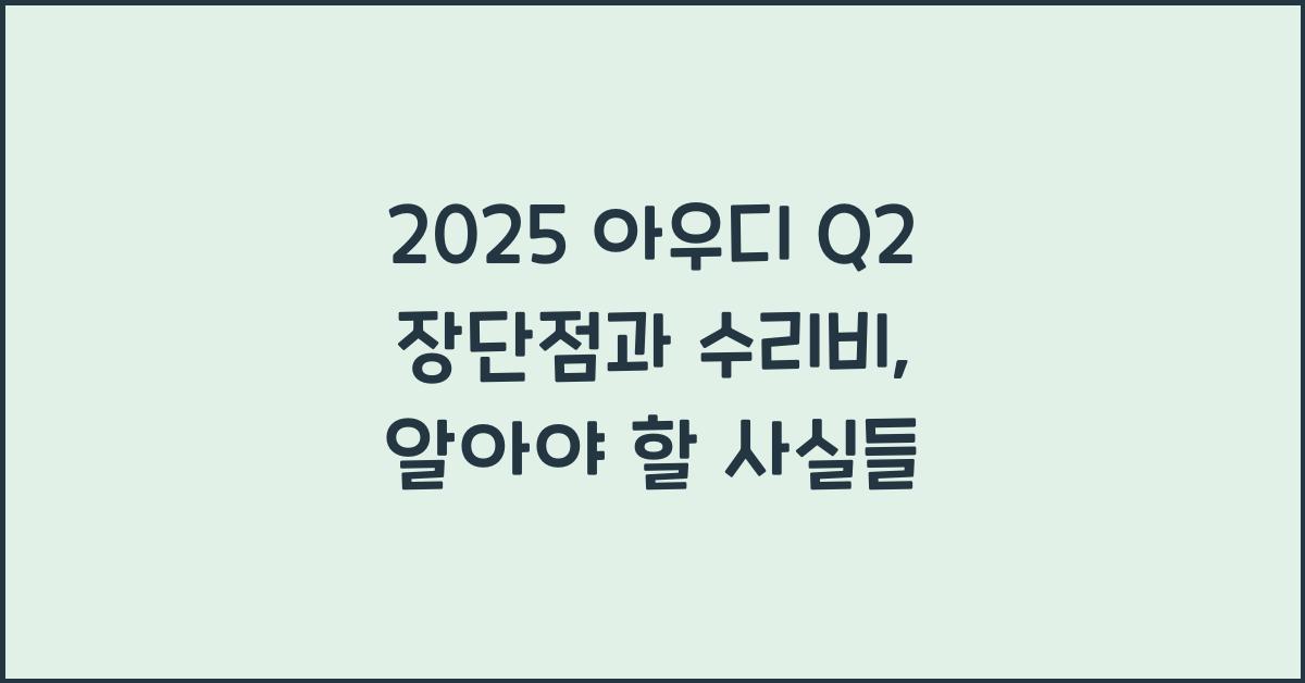 2025 아우디 Q2 장단점 결함 수리비