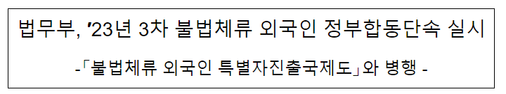  법무부, ’23년 3차 불법체류 외국인 정부합동단속 실시