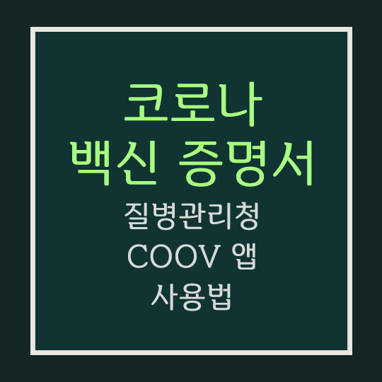  코로나 백신 증명서 앱 - 질병관리청 [COOV] 사용법