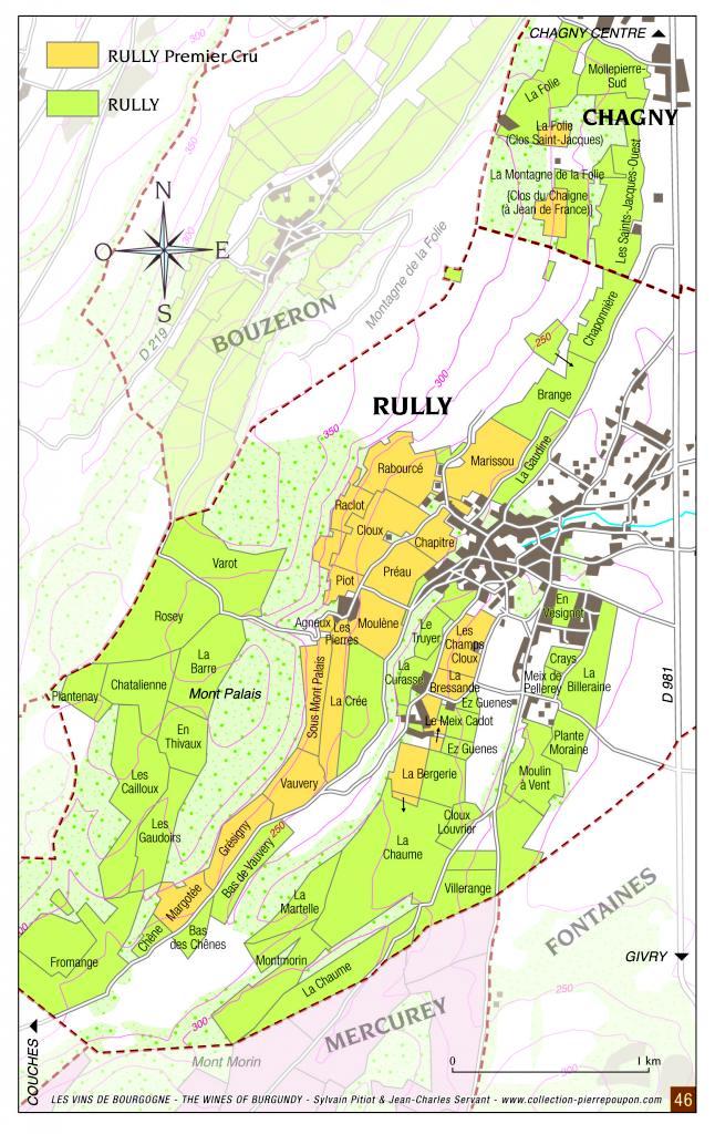 룰리(Rully)의 포도밭 지도