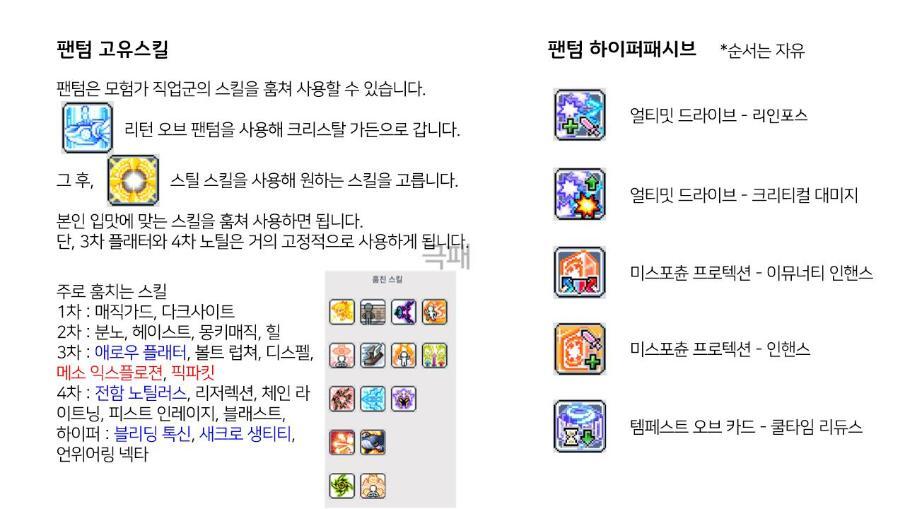  메이플스토리M(메이플M) 팬텀 스킬 가이드  - 딜사이클  코어강화 정리 글