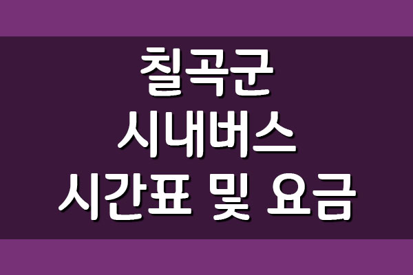  칠곡군 시내버스 시간표 및 요금(농어촌버스)