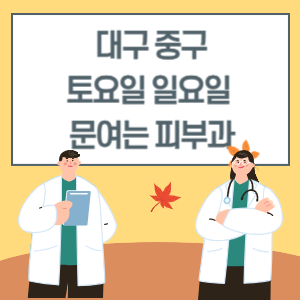 대구 중구 토요일 일요일 피부과 진료 문여는 병원 리스트