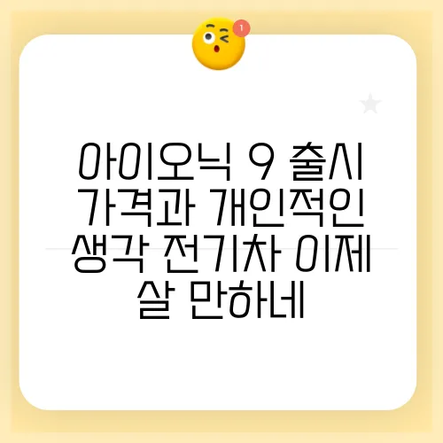 아이오닉 9 출시 가격과 개인적인 생각 전기차 이제 살 만하네