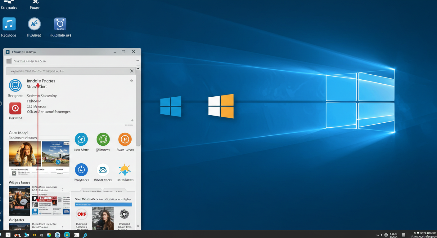 (Image Prompt: Screenshot highlighting the key UI elements of Windows 11: Centered taskbar with the Start button, rounded corners on an application window, new Fluent Design icons, and the Widgets board open on the left side showing news and weather widgets. Style: Clear, annotated screenshot.)