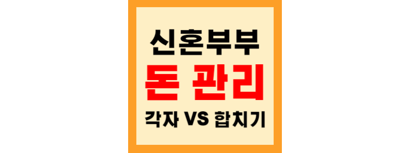  신혼부부 돈 관리 어떻게 해야할까? 각자 관리 VS 한 사람이 관리