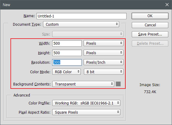 포토샵 새 창 설정