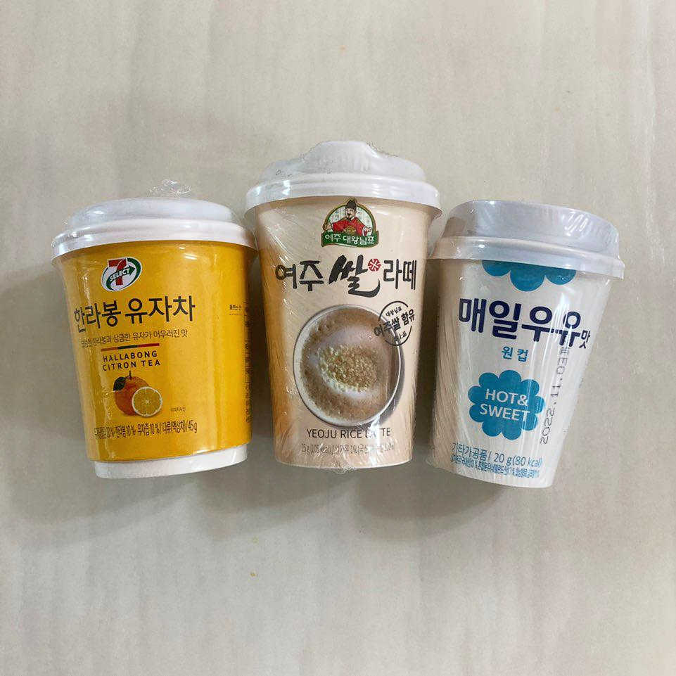  세븐일레븐 매일우유맛원컵, 한라봉유자차, 여주쌀라떼
