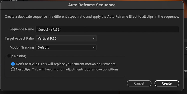 auto reframe sequence