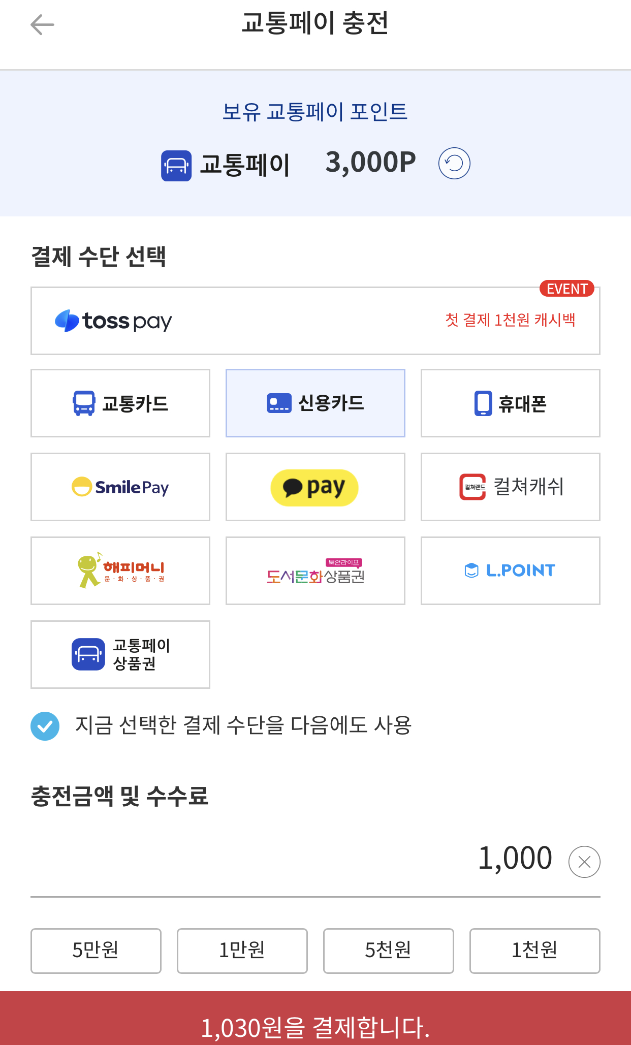 교통-페이-충전