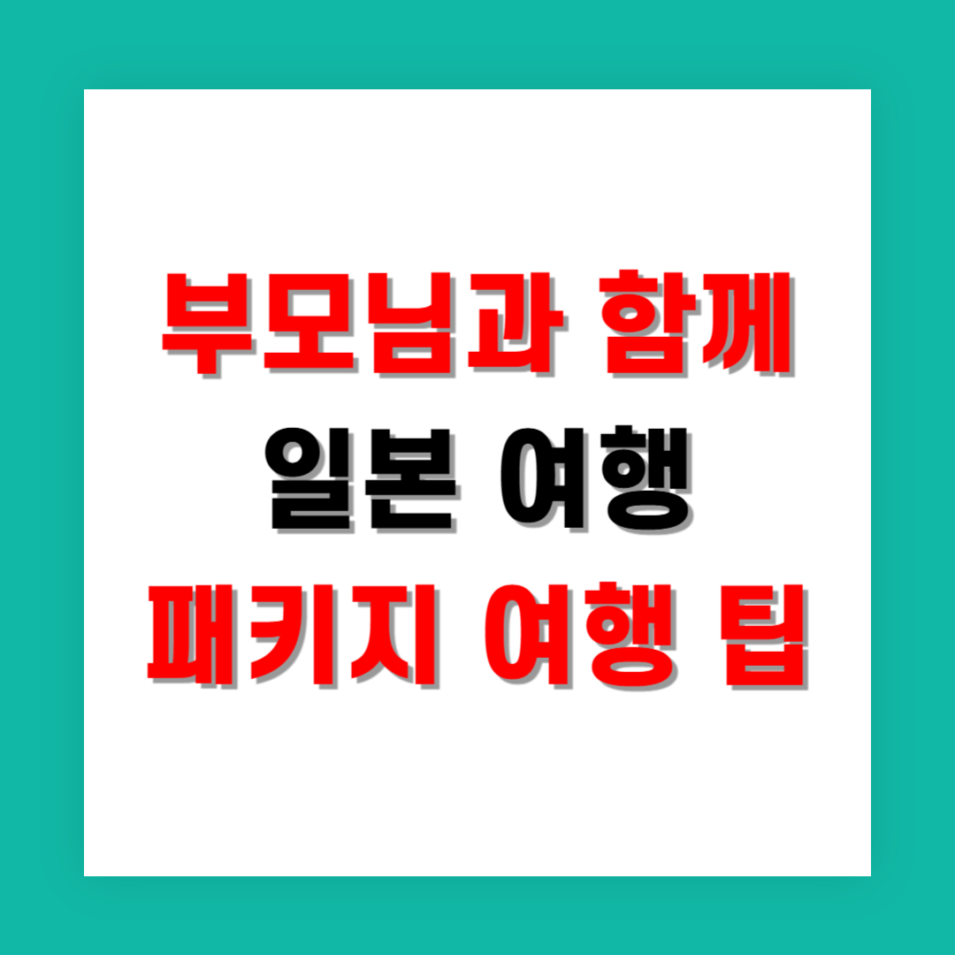 부모님과 함께하는 일본 여행 패키지 여행 팁
