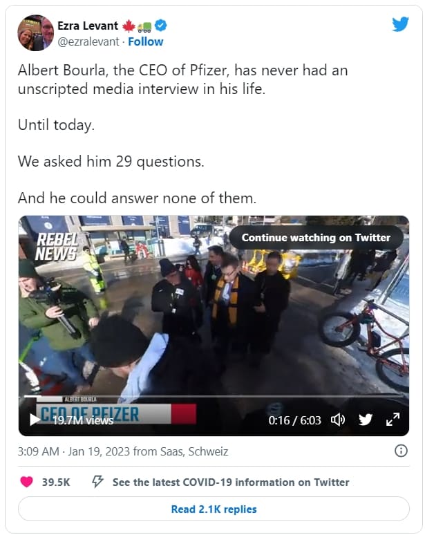 캐나다 기자들&#44; 화이자 CEO에 &quot;백신 부작용 책임 질거냐&#44; 부끄러운 줄 알라&quot; VIDEO:&#39;Is it time to apologize to the world?&#39; Moment Pfizer CEO Albert Bourla refuses...