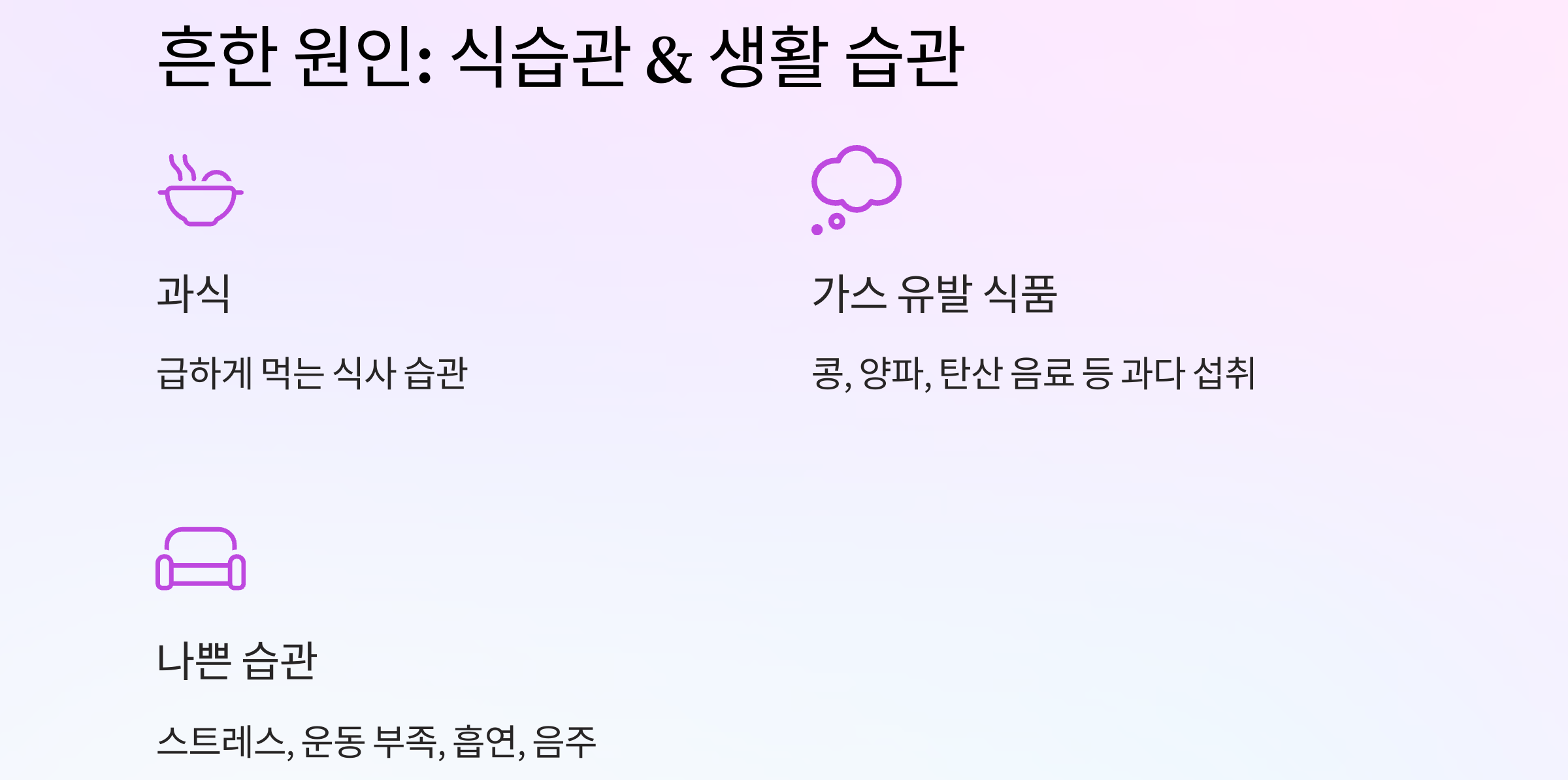 흔한 원인은 식습관과 생활습관