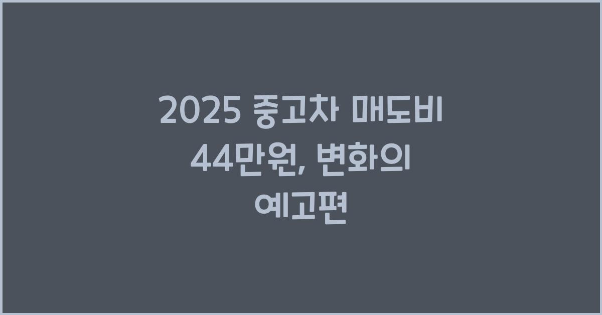 2025 중고차 매도비 44만원