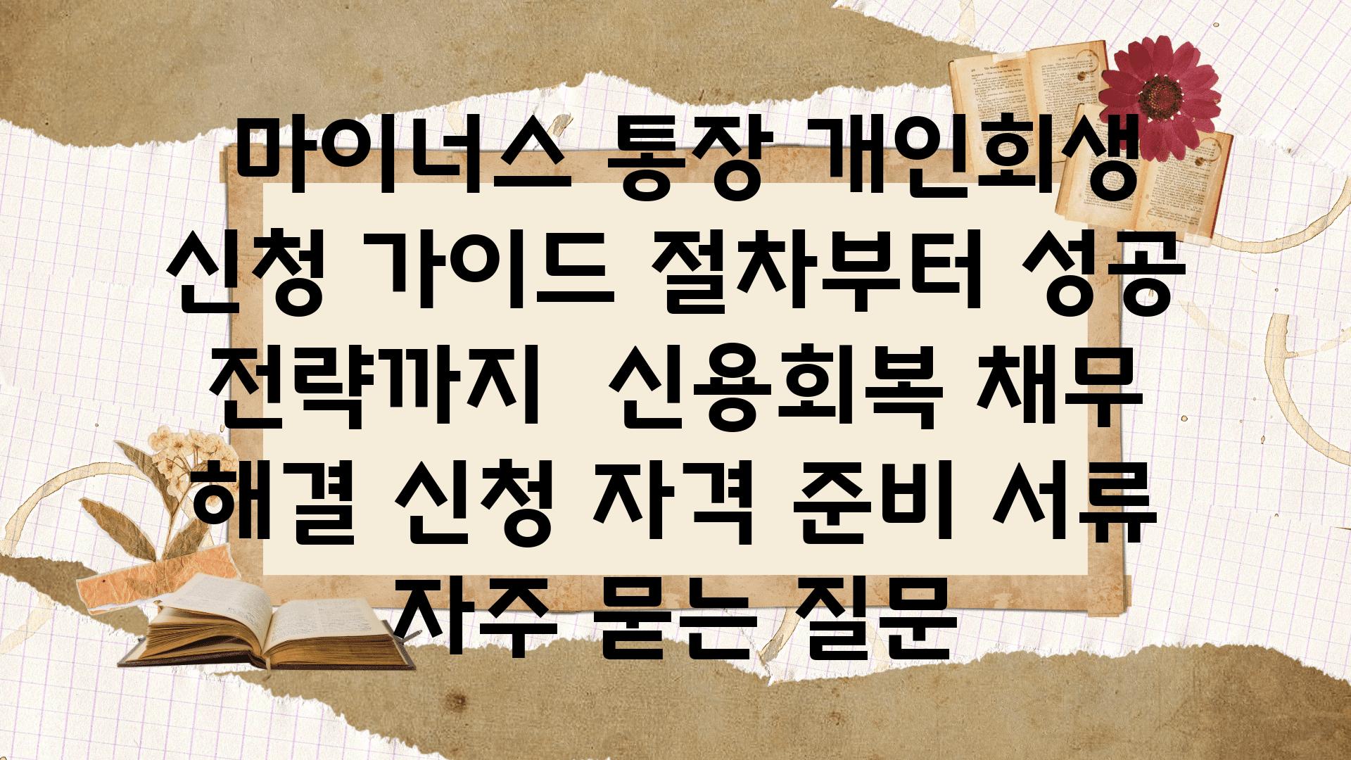  마이너스 통장 개인회생 신청 설명서 절차부터 성공 전략까지  신용회복 채무 해결 신청 자격 준비 서류 자주 묻는 질문