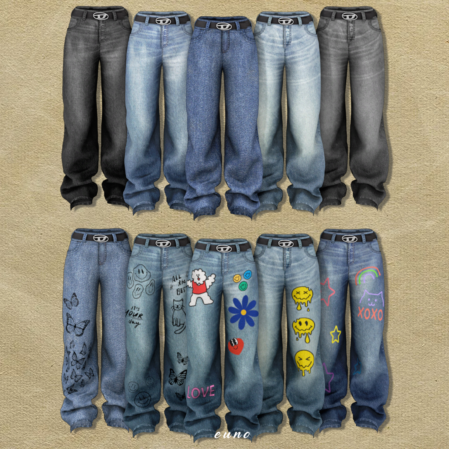 sims4cc y2k wide jeans