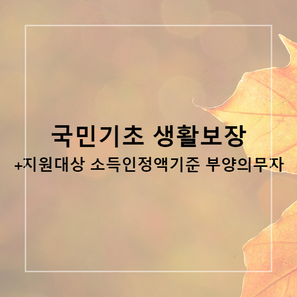  국민기초 생활보장 지원대상 소득인정액기준 부양의무자