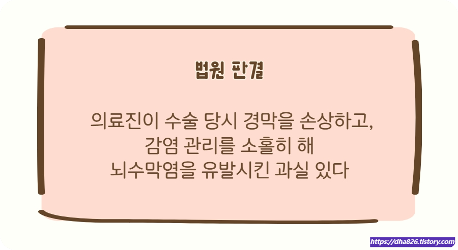 뇌수막염 유발 과실 인정