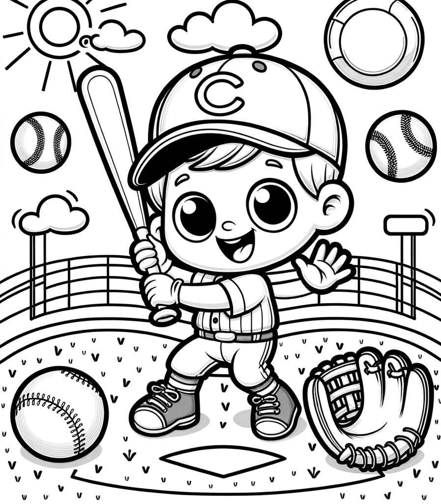 야구 색칠공부 도안 baseball coloring page