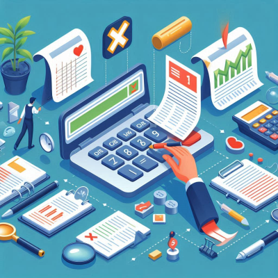 자료를 분석하며 보고서를 작성하는 과정을 그린 이미지입니다.