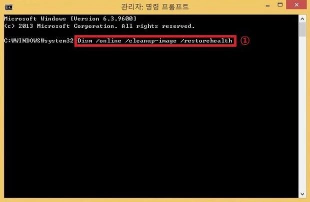 Dism-online-cleanup-image-restorehealth-입력