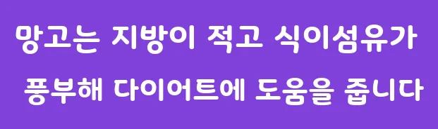 망고는 지방이 적고 식이섬유가 풍부해 다이어트에 도움을 줍니다