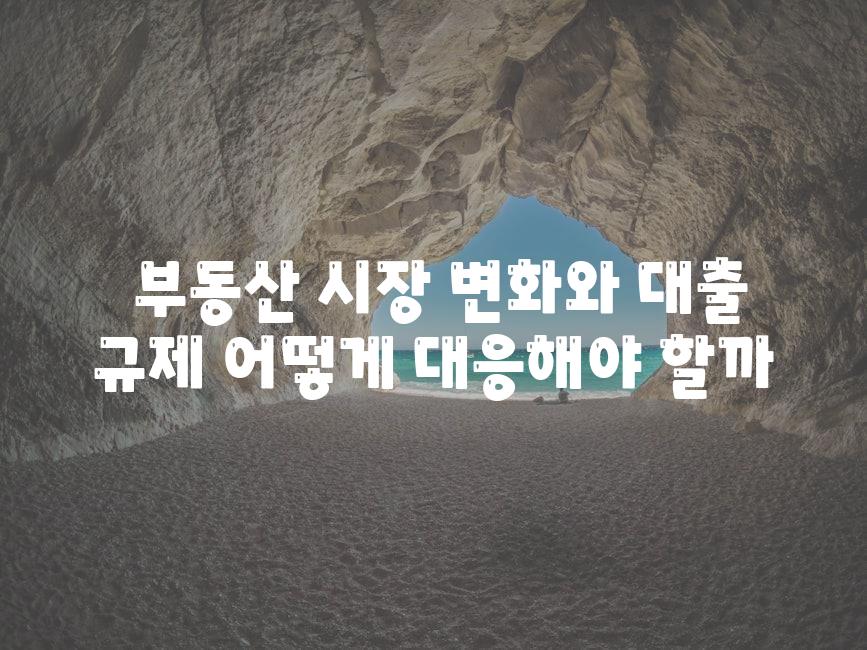  부동산 시장 변화와 대출 규제 어떻게 대응해야 할까