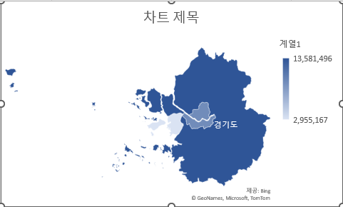 지도 영역을 데이터가 있는 지역만으로, 지도 레이블을 모두 표시로 설정