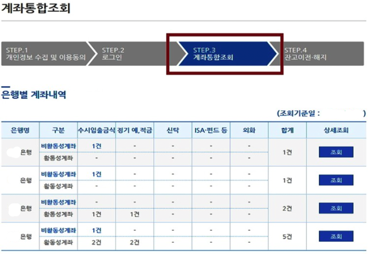 휴면계좌 통합조회3