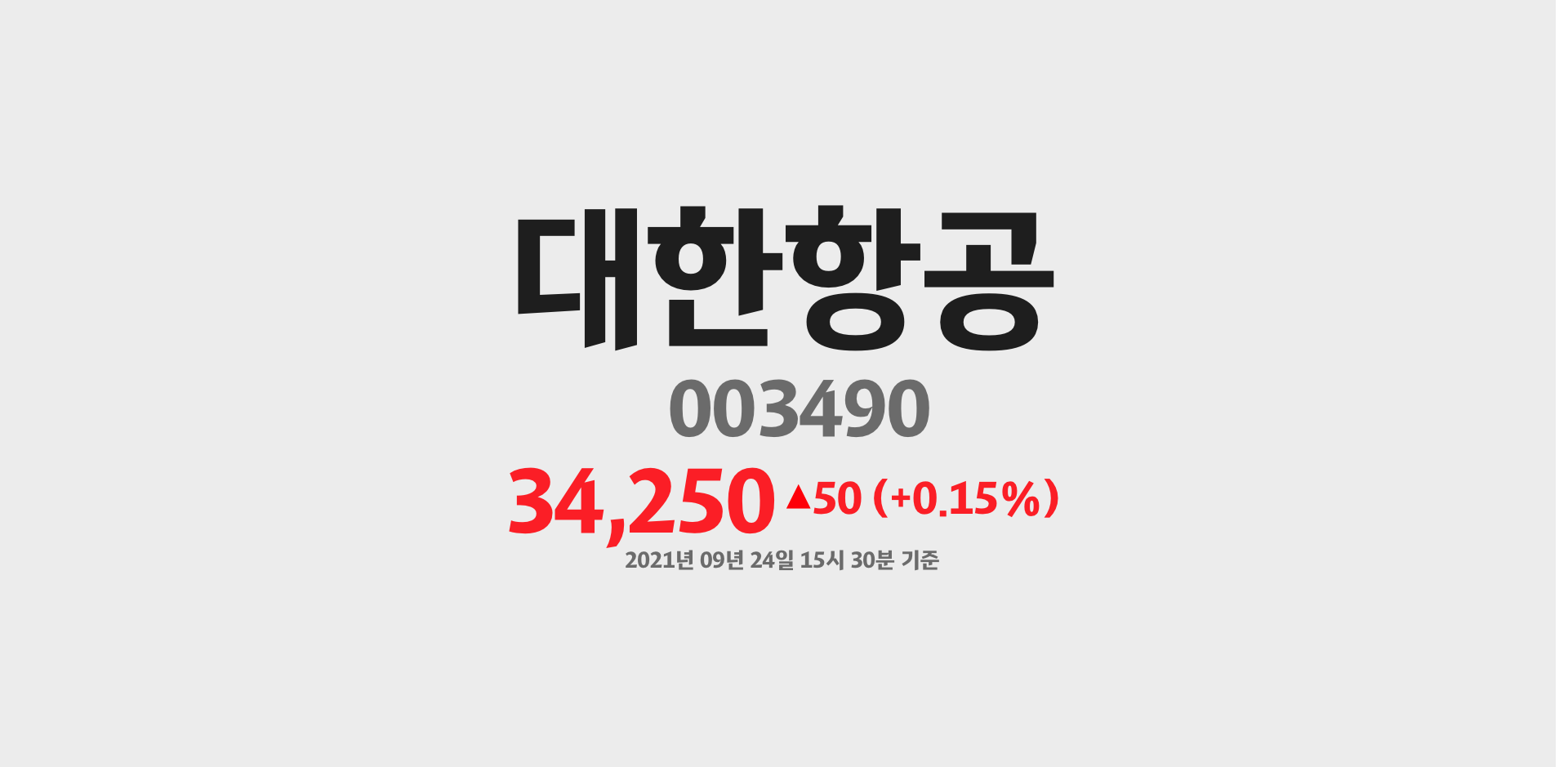 대한항공 2021-09-24 15:30:00기준 주가