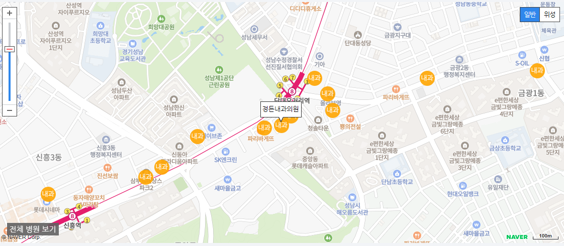 성남시 야간 진료 내과 병원 정든내과의원