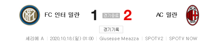  해외축구 - 인터 밀란 VS AC 밀란 2020 / 2021 세리에 A 4라운드 하이라이트 (2020년 10월 18일)