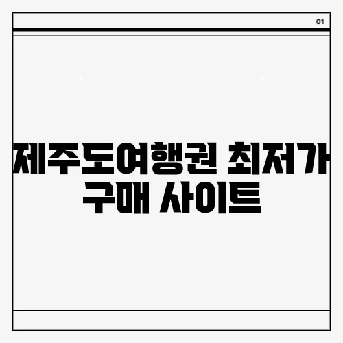 제주도여행권 최저가 구매 사이트