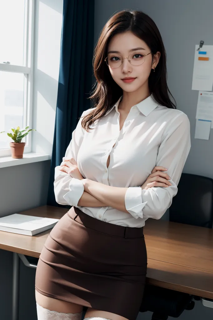 AI 실사 오피스 정장 비서 룩북 셔츠 치마 컨셉